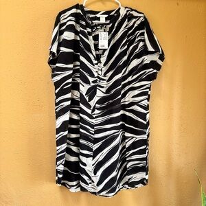 COTTON TUNIC DRESS  H&M Black and White Zebra Print size L